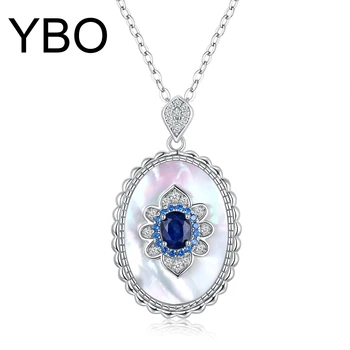  YBO 100% 925 Сребро Цветни Висулки, Колиета За Жени Скъпоценен Камък Естествен Сапфир Бижута Вечерни Срещи Рожден Ден