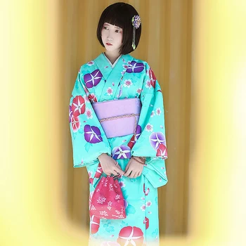  Нов Дизайн на Японското Национално кимоно женски лятното зелено супериорна халат официален Костюм без желязо против бръчки влакнести Облекло