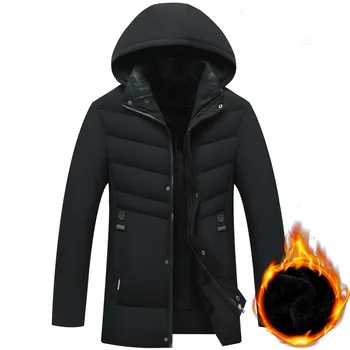  Зимно яке за Мъже с качулка, Топли Мъжки якета, Дебели Обикновена Зимни Паркове за Мъже, Облекло 2019, Ежедневни Връхни дрехи, водонепроницаемое палто XL-5XL