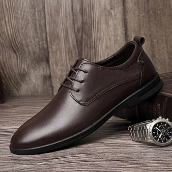  Модерен италиански мъжки Oxfords, Мъжки Ежедневни Мъжки Обувки Ръчна изработка От Естествена Кожа, Дантела, бизнес Модел Костюм, Обувки, най-Добрите Подаръци За мъже