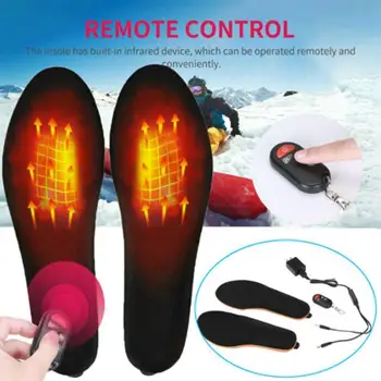  USB Стелки за Обувки с Подгряване, Дистанционно Управление, Отопление Стелки за Крака, Чорапи, Мат, Регулируема Температура, Зимни Затопляне Стелки