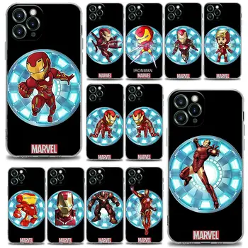  Marvel Сладък Железния Човек Прозрачен Калъф за Телефон Apple iPhone 11 12 13 7 8 SE XR XS Max 5 5 6 6s Pro Plus Мек Силиконов Калъф