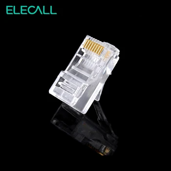  ELECALL 50/100/200 бр 8-Пинов Модулен Конектор RJ-45 Конектор Мрежов Ethernet Crystal Мъжки Конектор RJ45 Адаптер