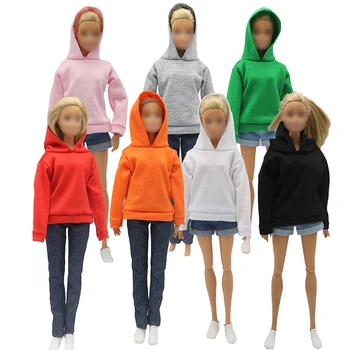  7 Цвята, Проста Однотонная Свободна Hoody с Качулка за Кукли 29 см, Екипировки Модата, Дрехи, Ежедневни Дрехи, Аксесоари, Дрехи