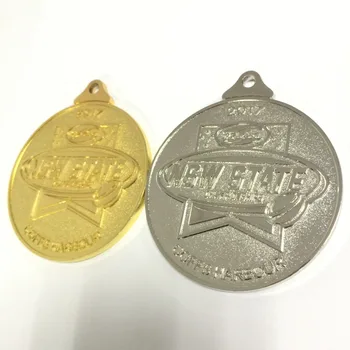  Изпълнена поръчка медал с пясъкоструйни обработка на Индивидуална медал за спортни дейности с памучна лента - диаметър 50,8 mm - 100 бр.