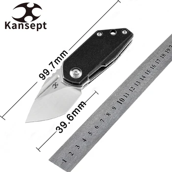  Сгъваеми Ножове Kansept RIO K3044A1 с сатинированным острие M390 от Черен Титан с Обработката на камък и Сгъваем Нож, EDC 4T5