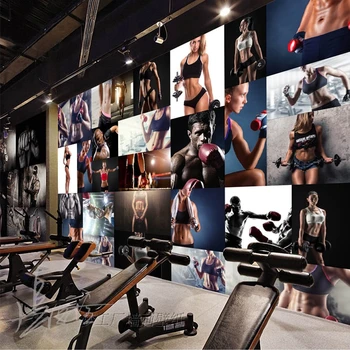  3D фитнес зала тапети за хола Европейската и американската мода секси звезда плакат на студио йога денс възел, голяма фреска на поръчка размер