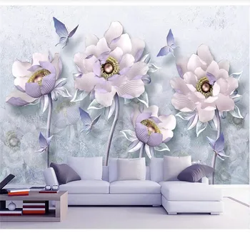  XUESU Персонализирани тапети 3D/5D/8D водоустойчив стенни покрития 3D триизмерен релеф на божур цвете европейски стил ретро