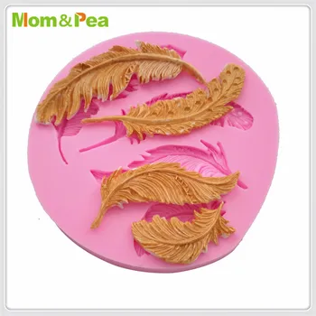  Мама и Грах MPA1752 Перо Силиконова Форма на Захар Паста 3D Скърпвам Украса на Тортата
