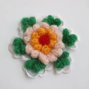  Направи си САМ Ръчно плетени на една кука цветни ленти за дрехи и тъкани с флорални апликации за шипове вълнен пуловер жилетка