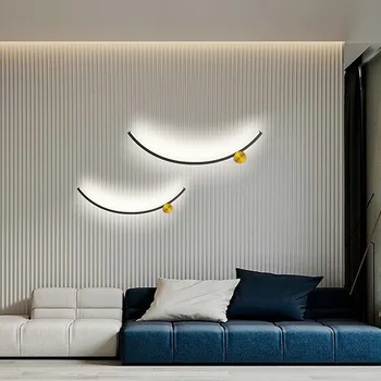  Скандинавски Декор за Помещения Led монтиран на стената Лампа, Черен за Спалня Нощни Модерен Диван За Хола Фон Антре с монтиран на стената Лампа-Сутиени