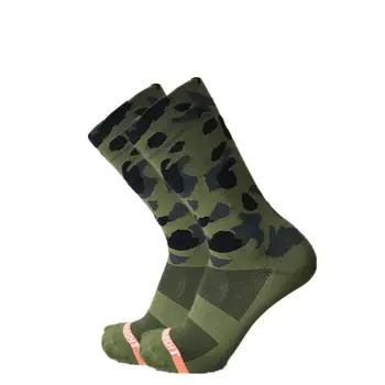  Чорапи за колоездене Маслинено-зелени Камуфляжные Армейските Зелени Тактически Чорапи Дишащи Пътни Колоездене, Чорапи, Професионални Спортни Чорапи