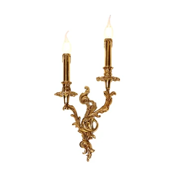  Гореща Продажба на Професионален Ниска Цена Френски стил, Луксозен Класически Изцяло Меден, с монтиран на стената Лампа