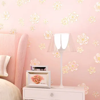 Сгъстено 3D топлите селски тапети спалня хол сватбена стая нетъкан тапет детска стая за момичета на розови цветя