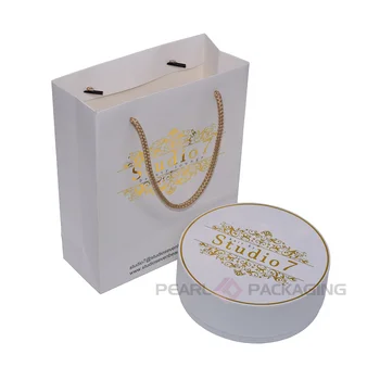  Изработена по поръчка кръгла кутия за опаковане на Коса, Кутия за опаковане на косата с позлатени релефни и на съответната стопанска чанта, приет поръчка MOQ 1000pcs
