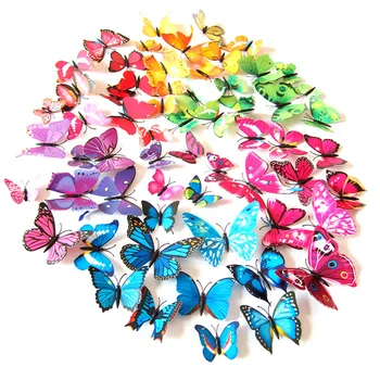  12 бр 3D Пеперуда Стикер На Стената Баня Декорация на Дома, Магнит За Хладилник Стикер Цветни Пеперуди Стикери за Декорация на Дома, на Стената