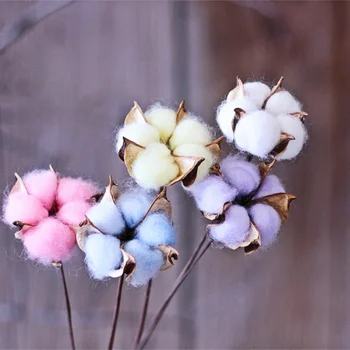  Естествен Памук Цвят Единични сухи цветя САМ Занаяти, изработени От Изкуствени Цветя Ароматизирани дом Декорации За Сватбени Партита, Празнични Подаръци