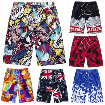  Летни Плажни Панталони Бързо Съхнещи Мъжки Ежедневни Панталони С Появата На Кант Свободни Мъжки Бански За Влюбени Двойки В Голям Размер, Панталони С Цветя Модел