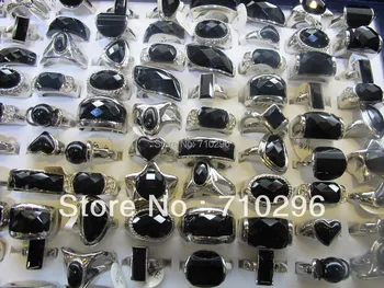  Натурален Разход на черен ахат скъпоценен камък, пръстен бижутата и безименен пръст, 20 бр/лот