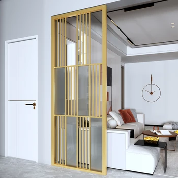  Скандинавски модерен екран от неръждаема стомана стъклена стена е един малък апартамент от хол, веранда светлина луксозно украшение за подслон