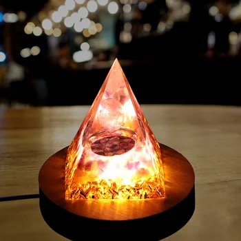  Дървена Светещ в Основата на Лампата USB Преносим лека нощ Поставка Притежателя на Светлинни База Кристален Енергийна Пирамида Аксесоари