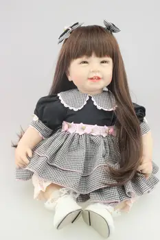  Сладък четырехзубый усмивка моделиране на лицето детски игри къща играчка момиче подарък обличам кукла с дълга коса