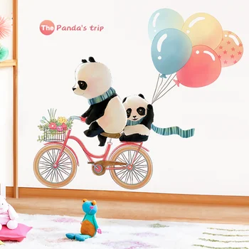  Украса на детската стая Панда Тапет детска градина коридор самозалепващи 3d тапети спалня стикер карикатура балон