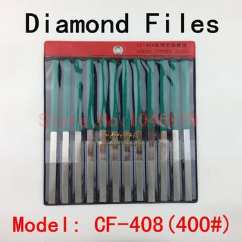  Всеки от 12 напильников, ръчно изработени, подходящи за шлифоване на диамантения напильника е от твърда сплав, плоски и наклонени група напильников, CF-408 (400#)