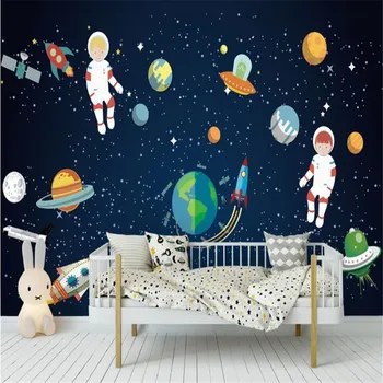  Milofi потребителски 3D печат тапети стенопис карикатура на звездното небе космонавт космоса на планетата на фона на детската стая