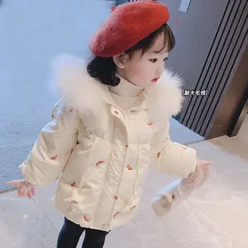  Детска naka яке за момичета, Палто от 2021 година, Скъпа Топла Плюс Утепленная Зимно-есенна Памучен Горна дреха с Качулка, Детски Дрехи