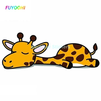  FUYOOHI Екстериор/Защита на Бутик Етикети Сладко Спящия Мързелив Жираф Карикатура Самоличността на Креативни стикери, Винил За автомобили