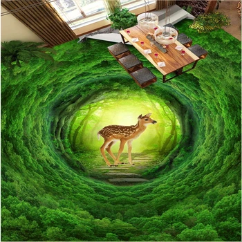  beibehang Потребителски стенописи тапети, всякакъв размер мечта зелени гори петнист елен елен 3d теракот papel de parede para quarto