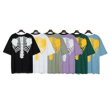  Тениска на рап хип-хоп хай стрийт кардио скелет оверсайз свободни мъжки и женски еднакви летни тениски с къс ръкав