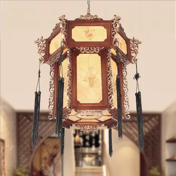  Класически китайски старинен фенер Дворцова Висящи осветителни Тела с Ръчно изработени, дървени лампа с глава на дракон за бар, коридор, веранда и стълби MYR017