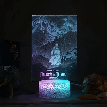  Аниме Атака на Титаните Фигура в два цвята Лампа за Детска Спалня Декор Подарък За Рожден Ден Манга AOT Атака на Титаните Двуцветен Led Лампа
