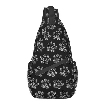  Хладен Блясък Планински Кристал Куче Лапа Прашка Чанти за Пътуване Мъжки Гърдите Раница През Рамо Раница на Рамо