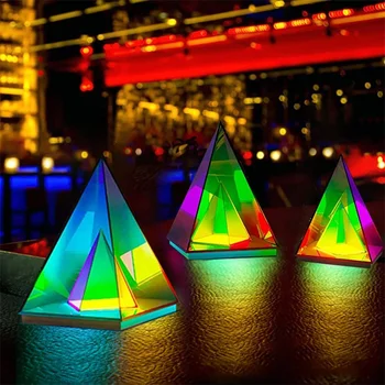  Пирамидални Настолна Лампа Модерна Нова Акрилна Пирамидални Настолна Лампа Декоративна Арт Шоурум На Творческата Личност Триъгълник Атмосфера