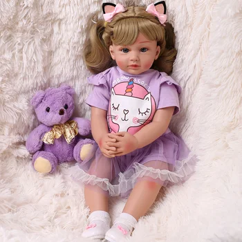  60 СМ Реалистична Кукла Bebe Reborn Бебето Кукла С Дълга Коса И Очи За Момичета, Кукла, Рокля на Принцеса, Играчки, Подаръци За Деца