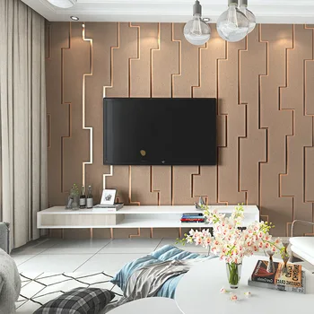  съвременни Китайски кадифени тапети проста спалня хол ивица, 3D TV фон стенни тапети търговия на едро