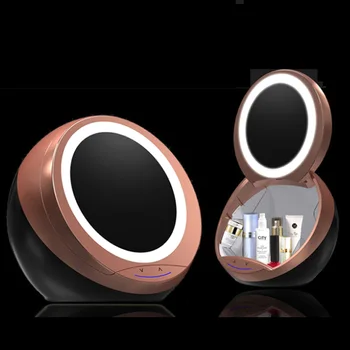  2021 Нов Умен Козметични Кутия За Съхранение, Подвижен Led Заполняющий Светлина, Козметично Огледало Кутия За Съхранение, Въртящо Се На Сетивните Затемняющее Огледало