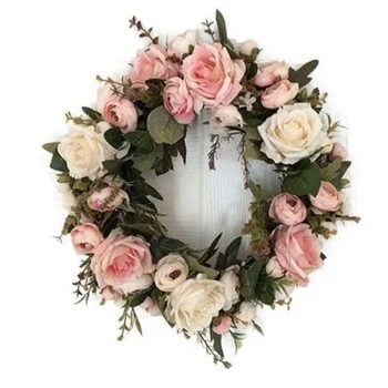  32 см Имитация на рози венец фалшив цвете вратата на стенен монтаж окачен стенен за Сватба у дома хол украса за парти в чест на рождения ден