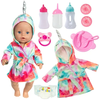  Пижами + Бутилка + Понички + Купа + Памперси стоп-моушън Дрехи са Подходящи За 43 см дрехи за кукла baby born и Аксесоари За кукли преродения