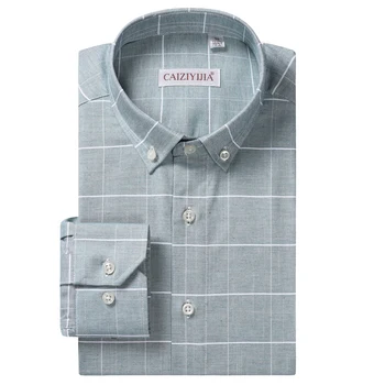  Мъжки ежедневни ризи в клетка с дълъг ръкав в клетката, Удобна Мека риза стандартен намаляване от 100% памук с яка-часова копчета