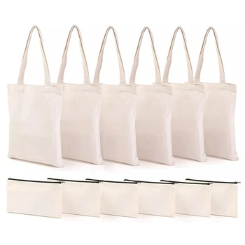  Платно с молив калъф чанта,САМ занаят празен грим чанта за носене с цип платно дръжка НАПРАВИ си САМ за многократна употреба за хранителни стоки чанта