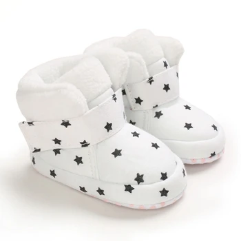 Ins/Зимни Обувки за малки момичета и момчета, обувки със звездите, Обувки с мека подметка, Зимни Топли обувки, Обувки 0-18 м