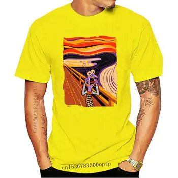  Мъжки Дрехи The Scream Тениска Пародия на Изкуство Страх Вик 100% Памук Ризи За Мъже Художник Едвард Мунк С Кръгло деколте Ежедневно Облекло