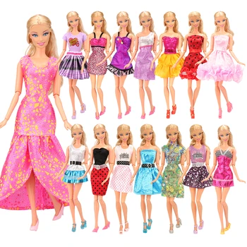  Мода Ръчно изработени 12 позиции/лот, аксесоари за кукли, Детски Играчки, Скучна стоп-моушън Дрехи, Рокли, Поли За Барби е най-Добрият Подарък За Момичета