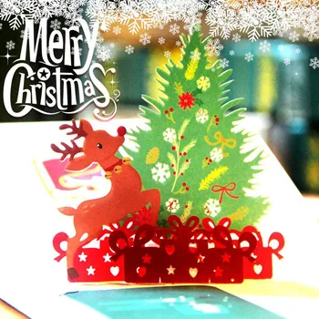  3 бр./компл. или 10 бр./компл. Весела Коледа Покана, Поздравителна Картичка пощенска Картичка 3D Лосове Коледна Елха Украсена Картичка Фестивал Подарък