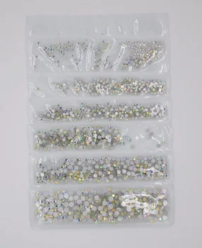  Crystal AB SS3-SS10 Смесени размери 1700 бр./пакет Украса за дизайн на ноктите Стъкло/Кристал, Без поправки и Кристали
