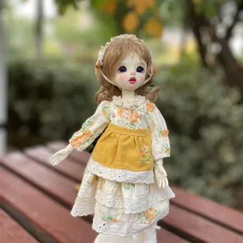  Рокля за кукла Bjd, пола, с жълти цветя, облекло 30 см, плат за играчки (подходящ, Azone, ICY, JerryB, аксесоари за кукли 1/6)